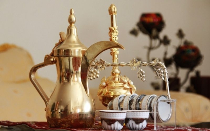 Arabic coffee dallah and finjan cups
